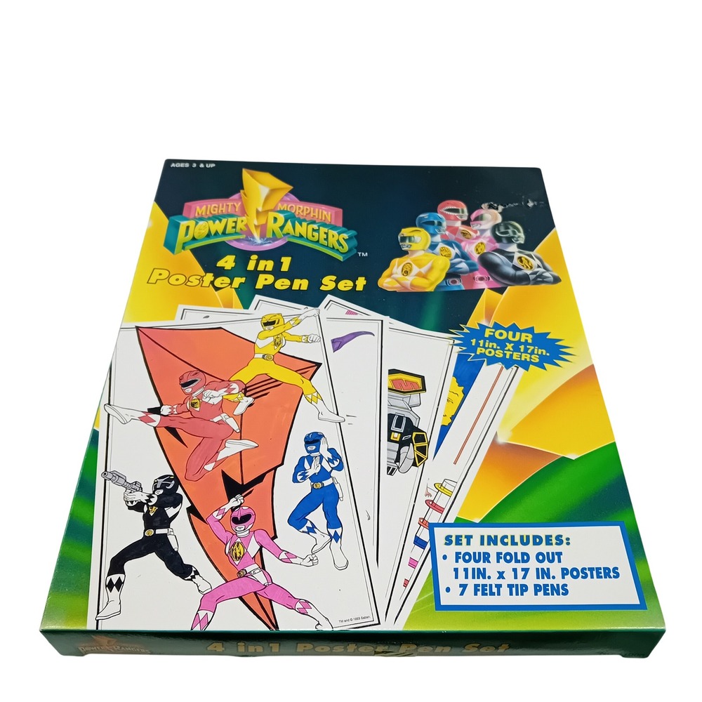 1994 NEW RARE Open Box Mighty Morphin Power Rangers‎ 4 In 1 Poster Pen Set Art
